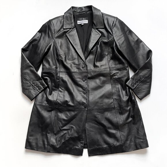 Reformation Veda Crosby 90s Longline Leather Blazer Black Size 2X - Picture 4 of 15